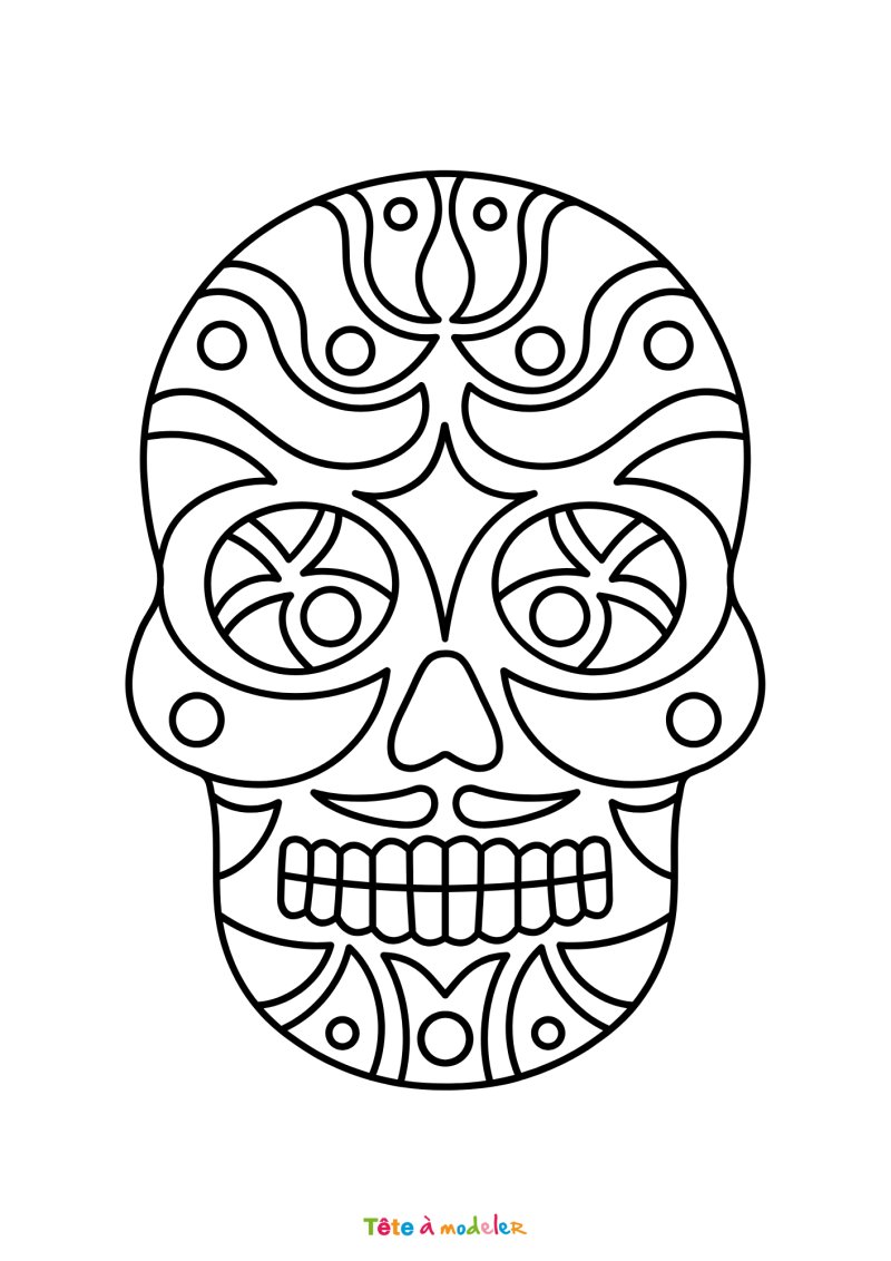 Coloriage tête de mort du Mexique