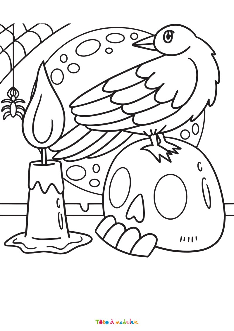 Coloriage tête de mort facile
