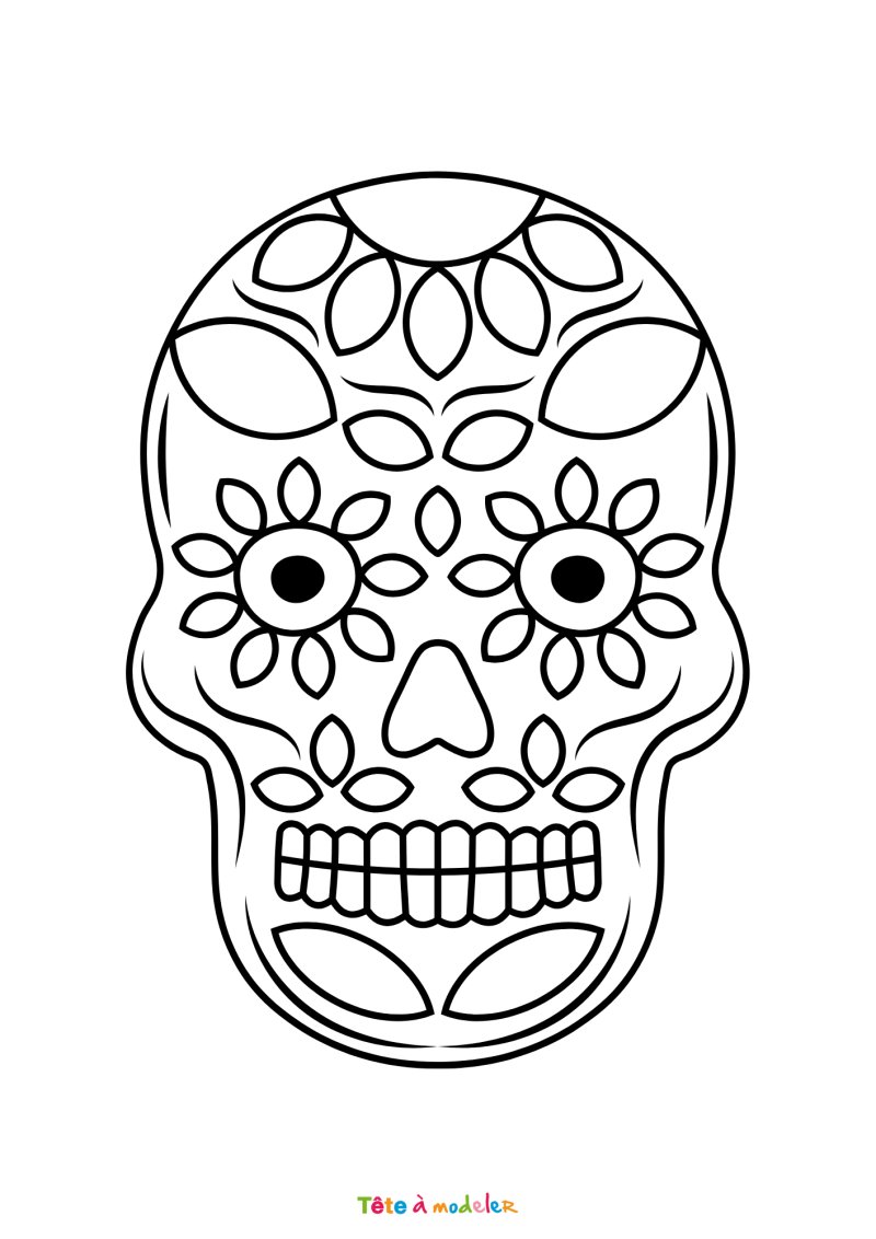 Coloriage tête de mort mexicaine
