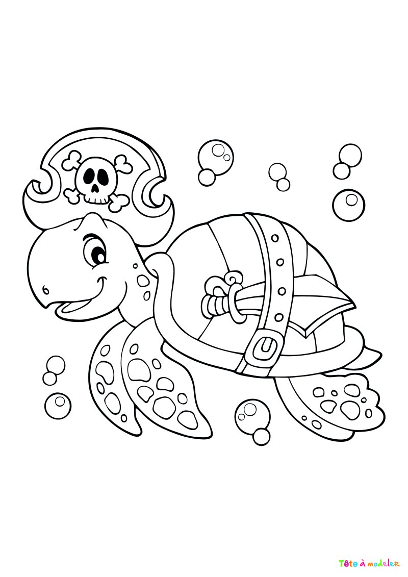 Coloriage d'une tortue rigolote