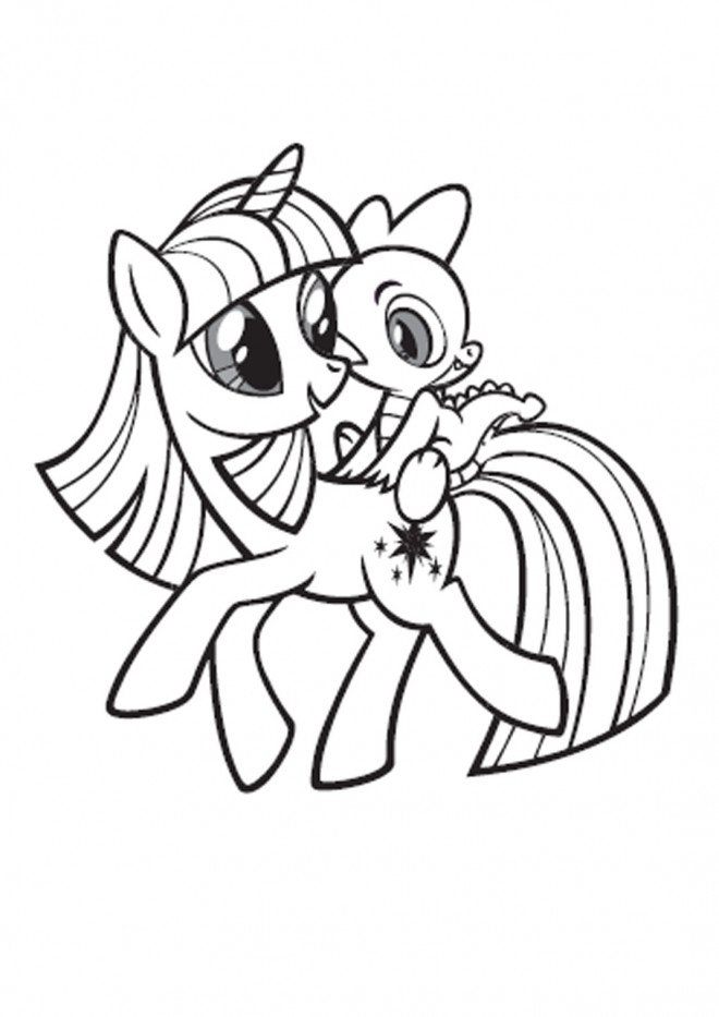 Coloriage Twilight Sparkle avec Spike