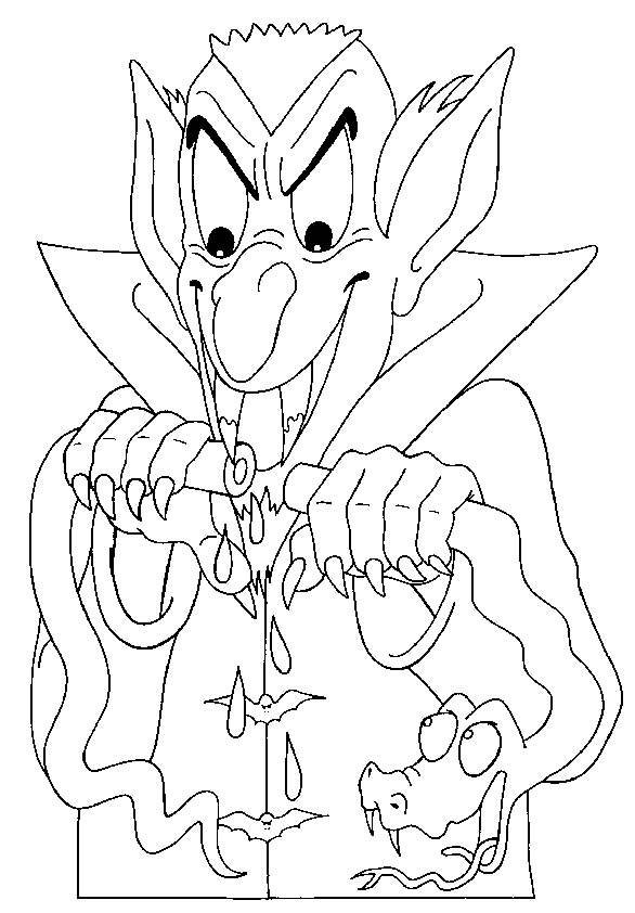 Coloriage d'un vampire maléfique