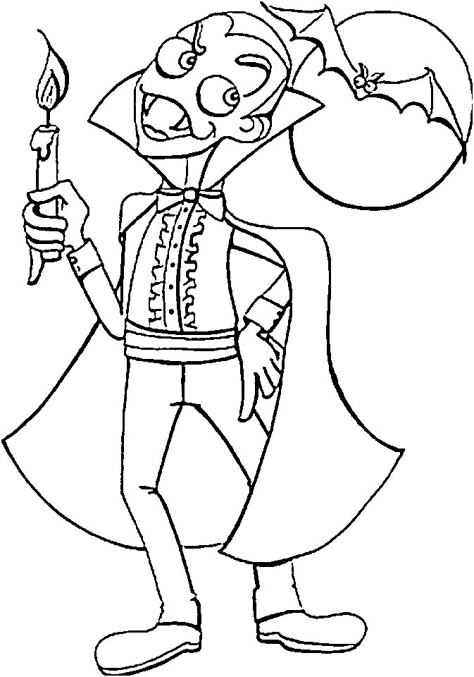 Coloriage d'un vampire avec une bougie