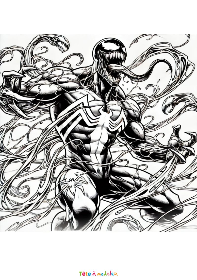 Coloriage Venom au combat