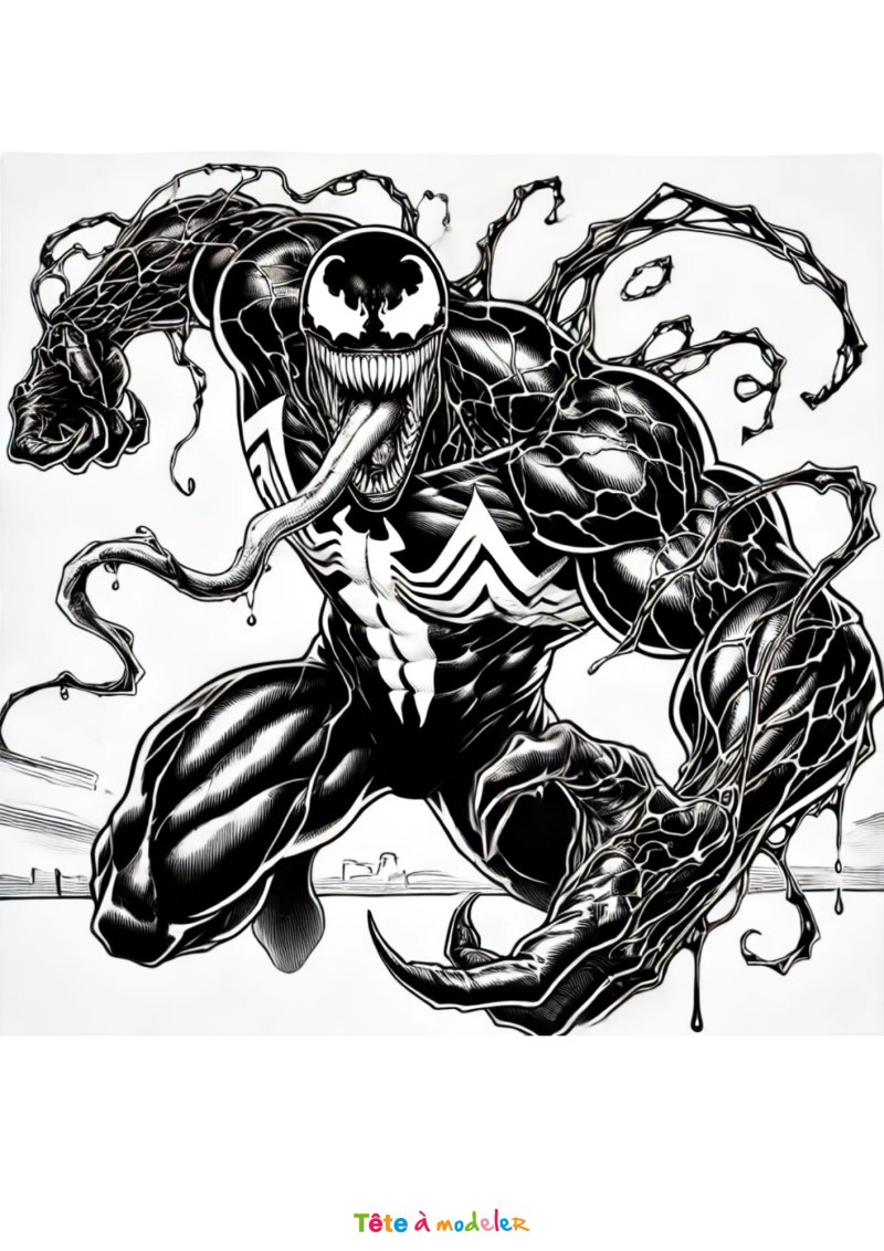 Coloriage Venom qui fait peur