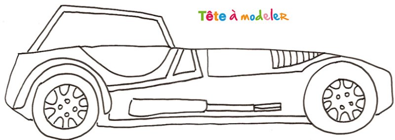 Coloriage voiture de course  - Ancienne voiture de course