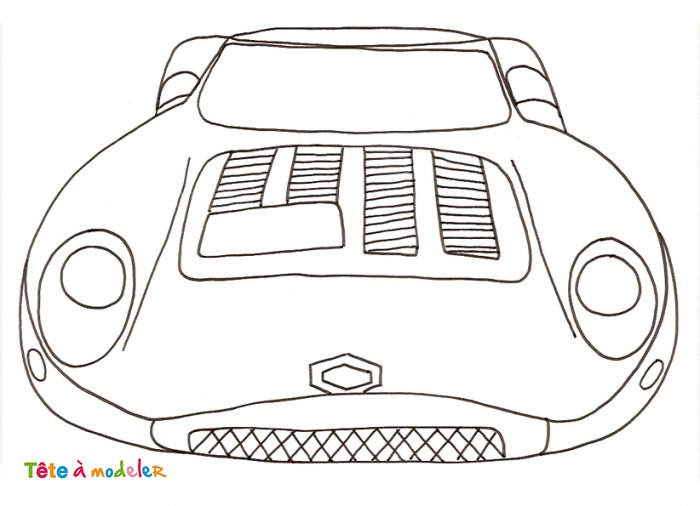 Coloriage voiture de course vue de face
