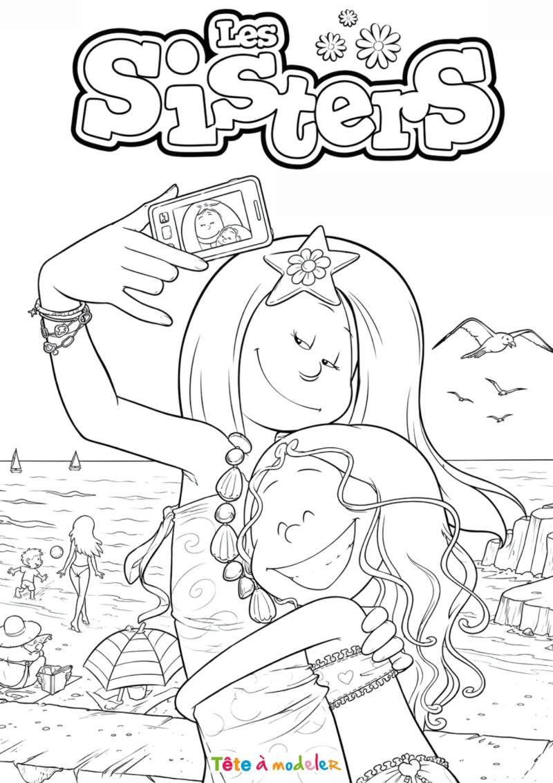 Coloriage Wendy et Marine à la plage