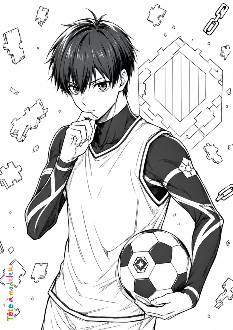 Coloriage Yoichi Isagi qui réfléchit