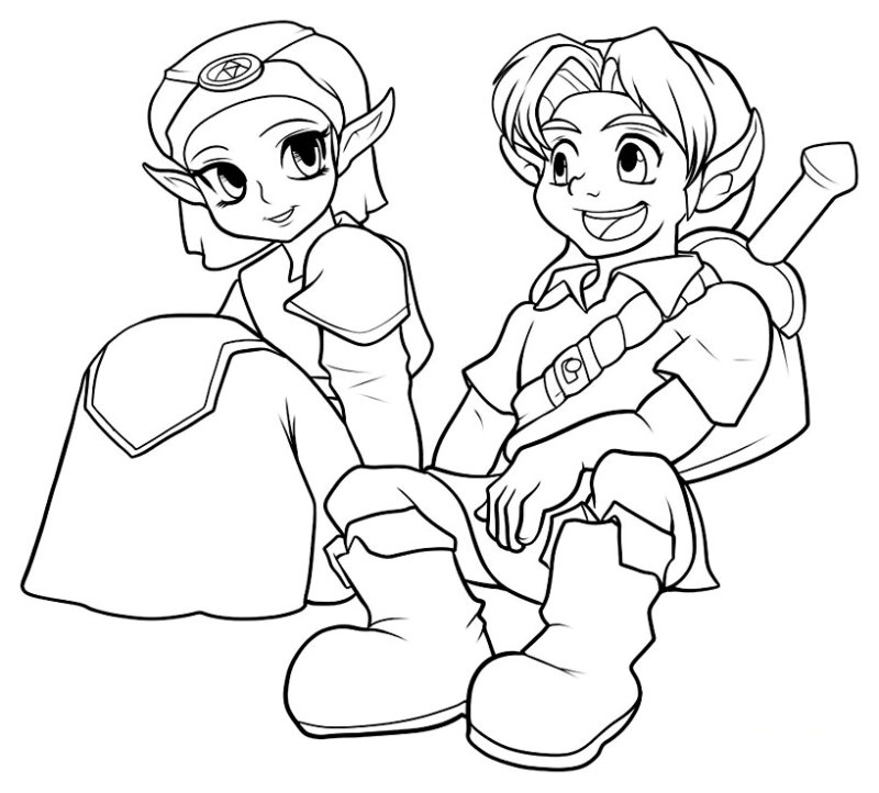 Coloriage Zelda et la princesse Zelda