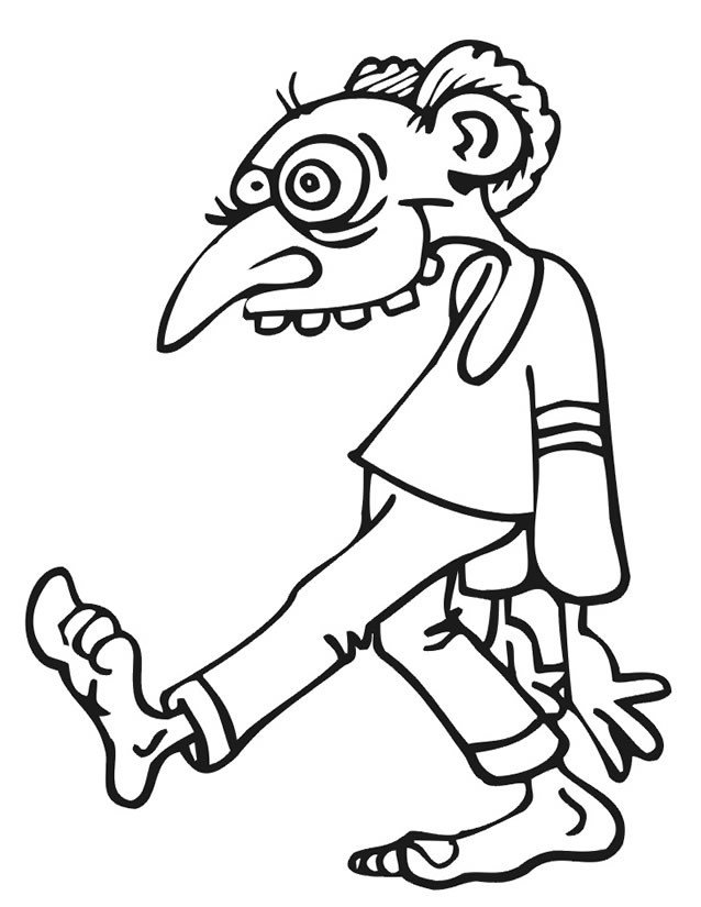 Coloriage d'un vieux zombie