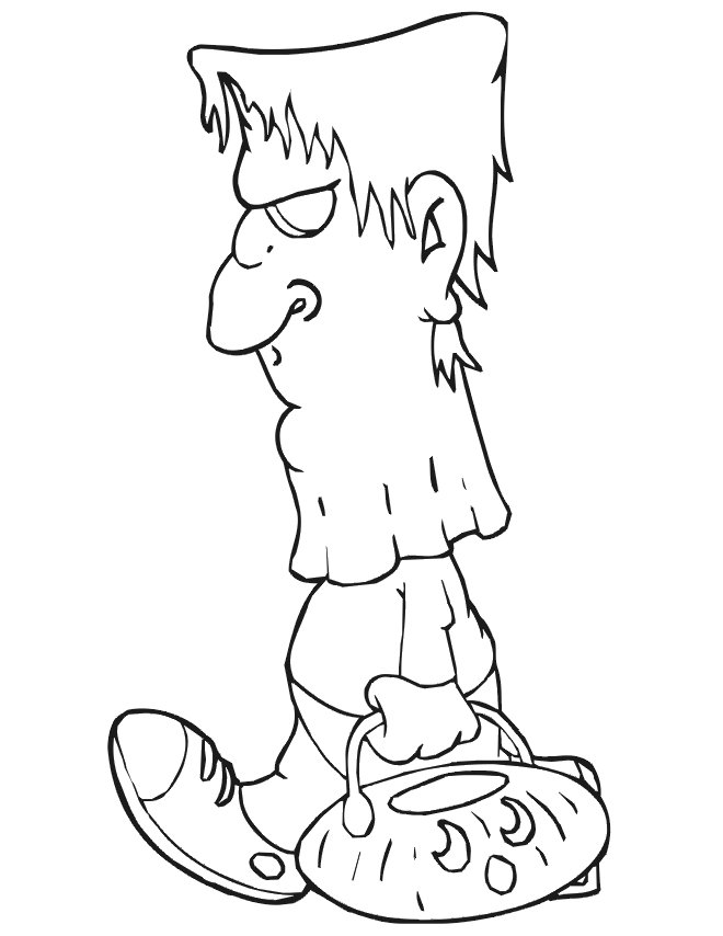 Coloriage d'un enfant déguisé en zombie