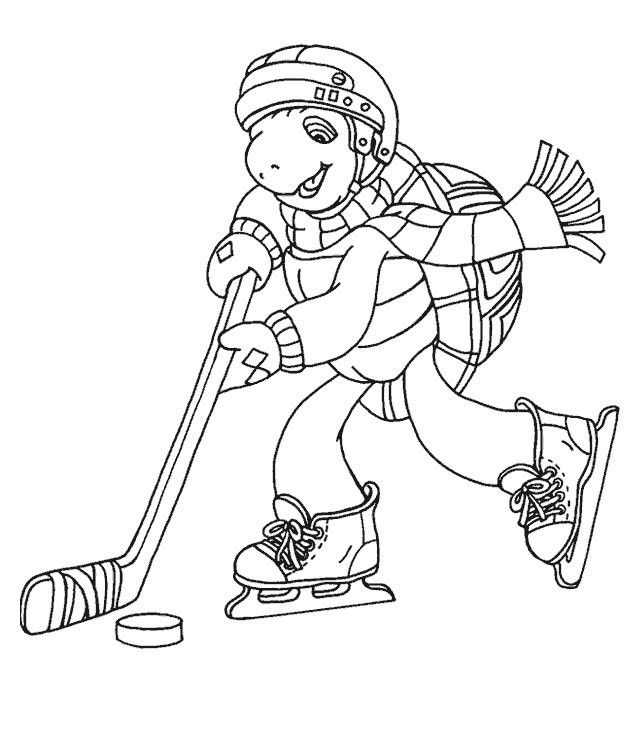 Coloriages Franklin qui joue au Hockey