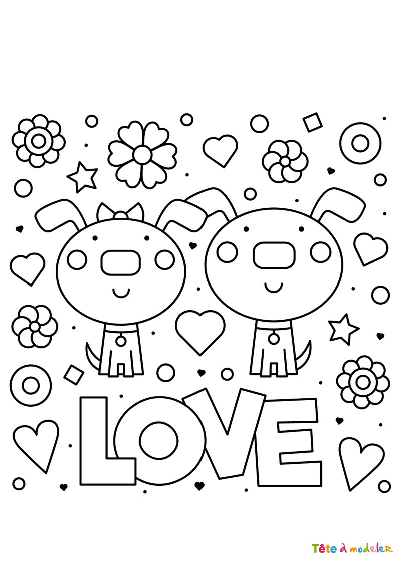 Coloriages St Valentin couple