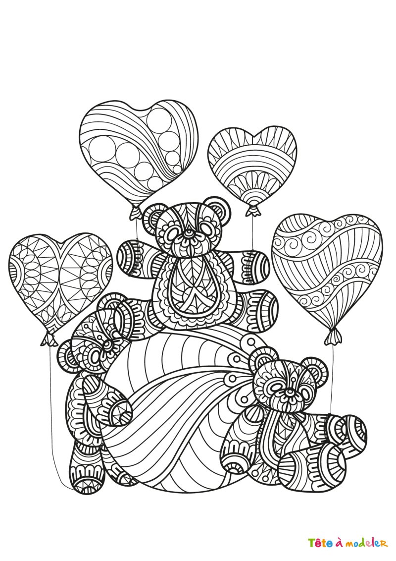 Coloriages St Valentin cours au coeur et cadeau