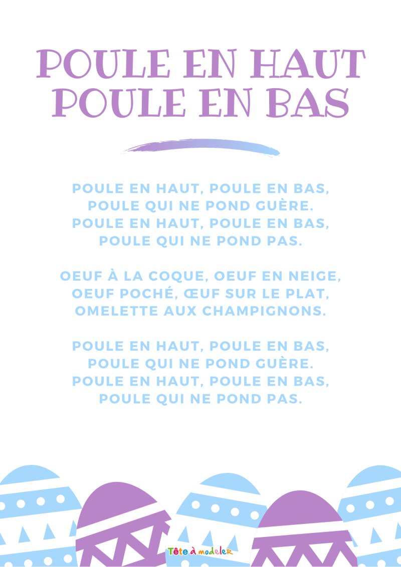Comptine poule en haut poule en bas