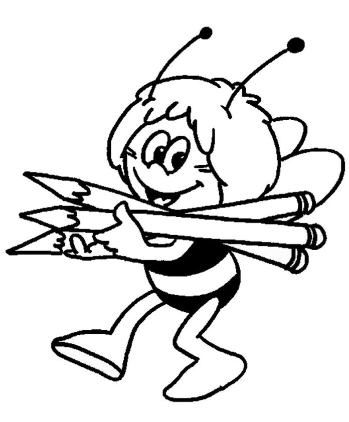 Dessin de Maya l'abeille avec des crayons