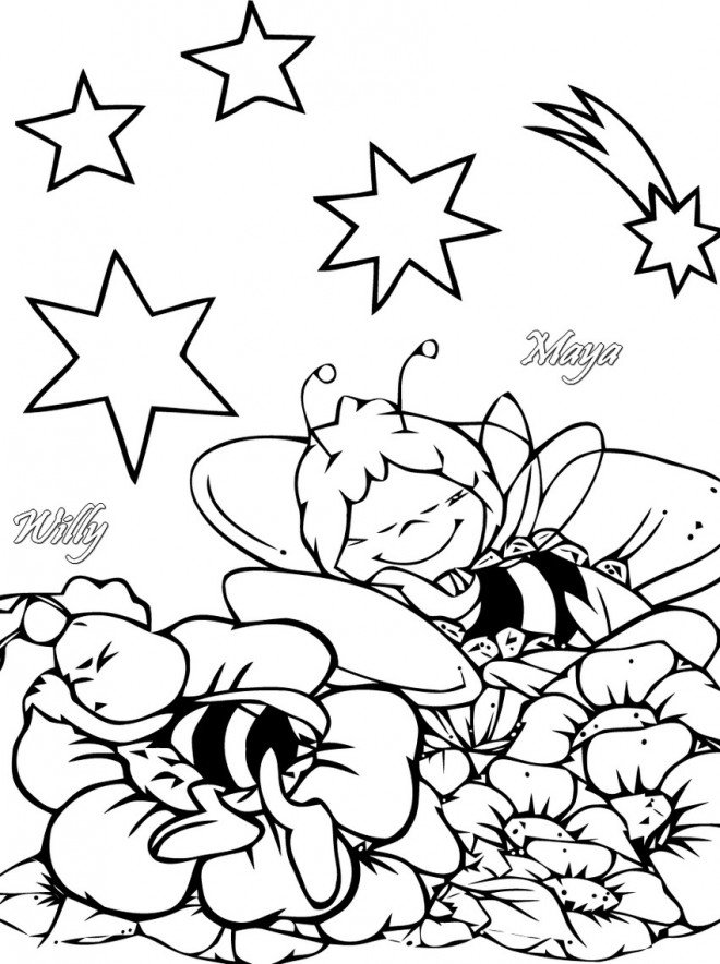 Dessin de maya l'abeille qui dort