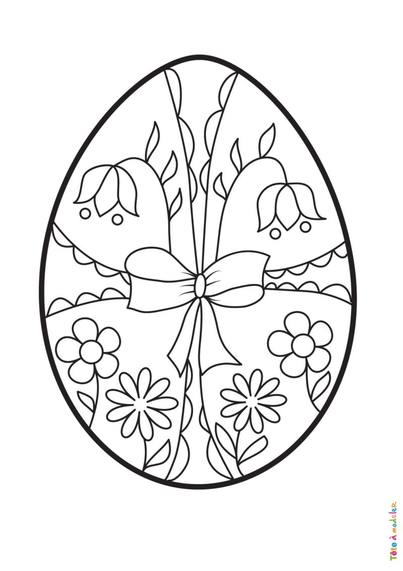 Coloriage d'un oeuf de Pâques aux motifs polonais