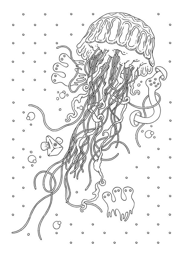 Dessin d'une méduse à colorier