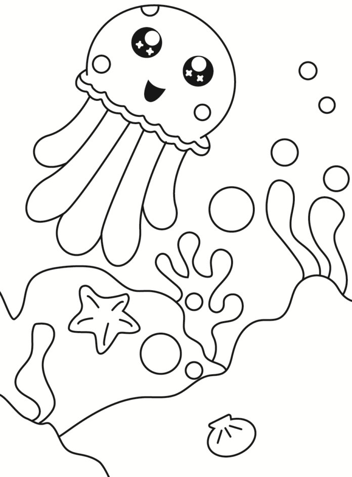 Dessin d'une méduse Kawaii