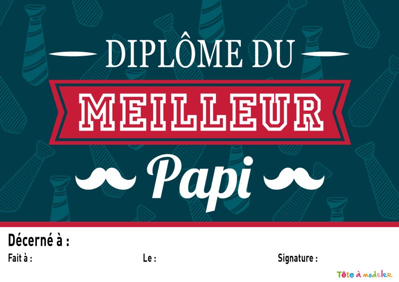 Diplôme du meilleur papi avec des cravates