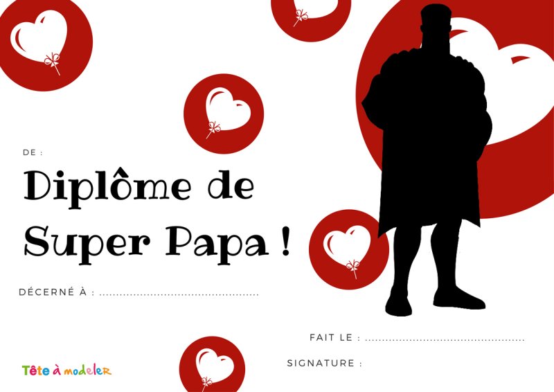 Diplôme Fête des pères "super papa" à imprimer