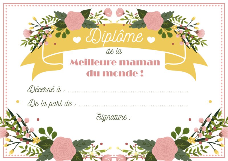 Diplôme de la meilleure maman du monde