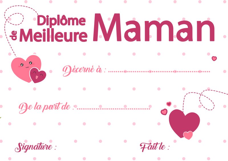 Diplôme de la meilleure maman