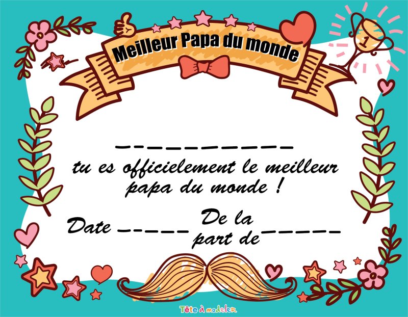 Diplôme de meilleur papa à imprimer