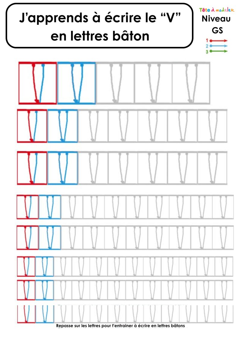 Ecriture du "V" en lettres baton