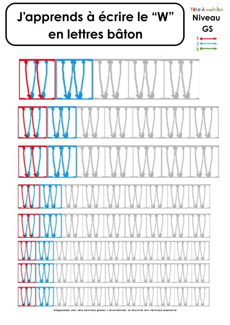 Ecriture du "W" en lettres baton