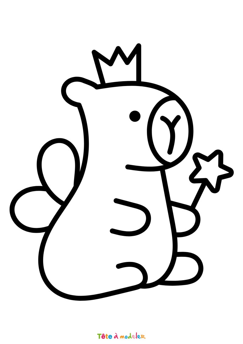 Coloriage d'un écureuil avec une couronne