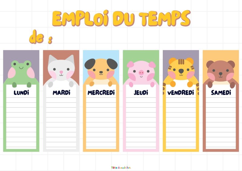 Emploi du temps animaux