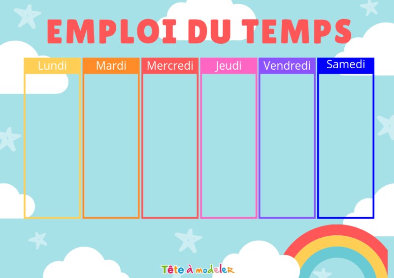 Emploi du temps arc-en-ciel