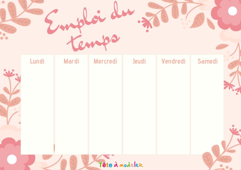 Emploi du temps fleurs