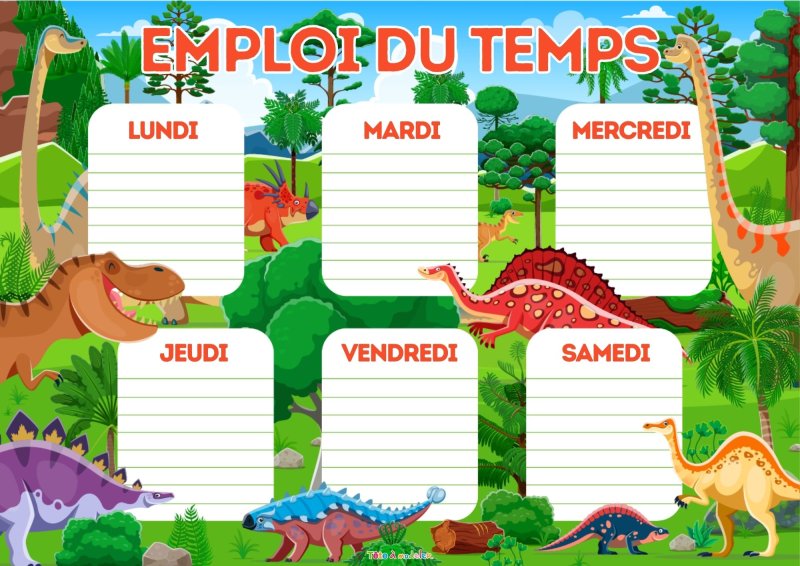 Emploi du temps à imprimer avec des dinosaures pour enfants