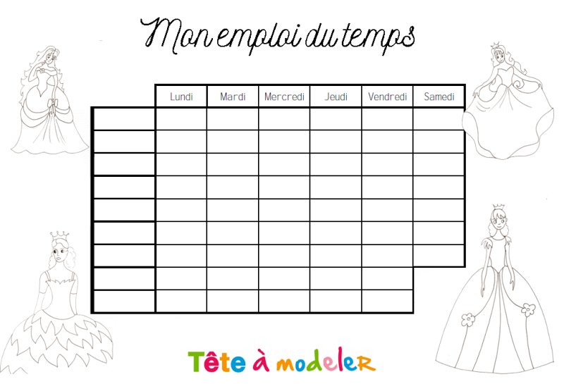 Emploi du temps princesse