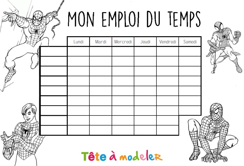 Emploi du temps Spiderman
