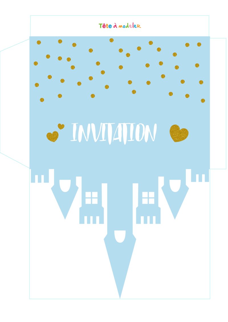 Enveloppe bleue pour invitation de princesse