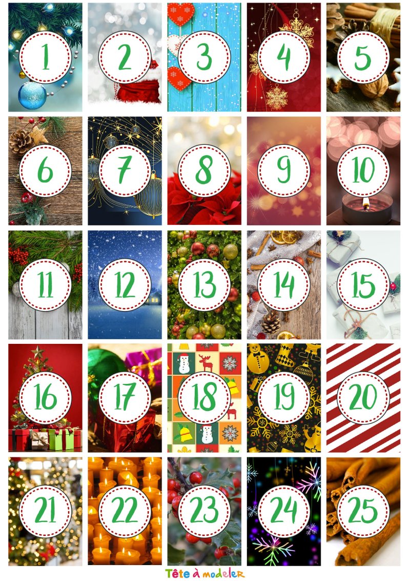 Etiquettes à imprimer pour calendrier de l'avent personnalisé
