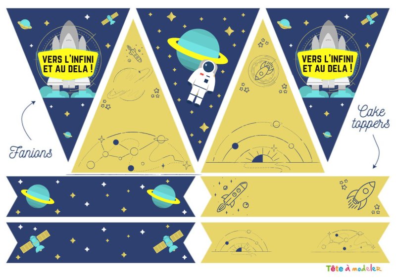 Fanions et Cake Toppers de l'espace