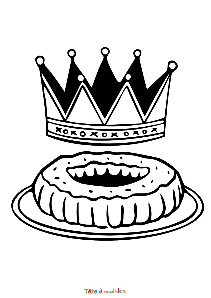 Coloriage d'une couronne sur une galette