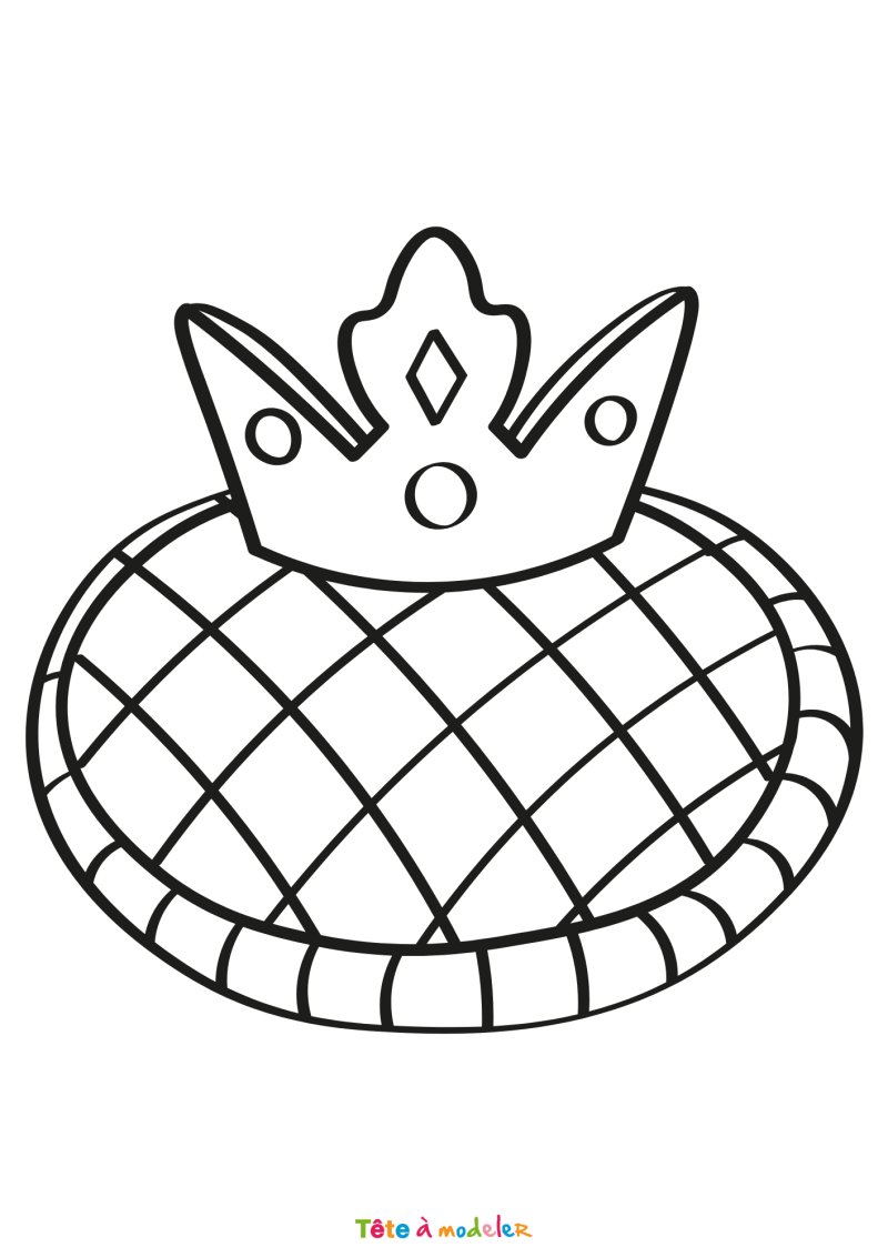 Coloriage d'une galette des Rois et sa couronne