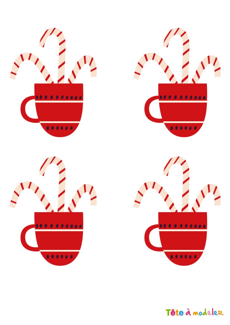 Image de Noël : chocolat chaud et canne de Noël
