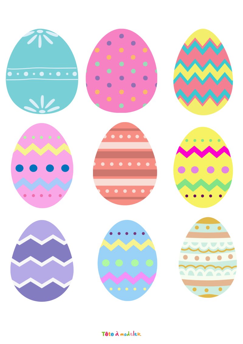 image de Pâques à imprimer : les oeufs colorés