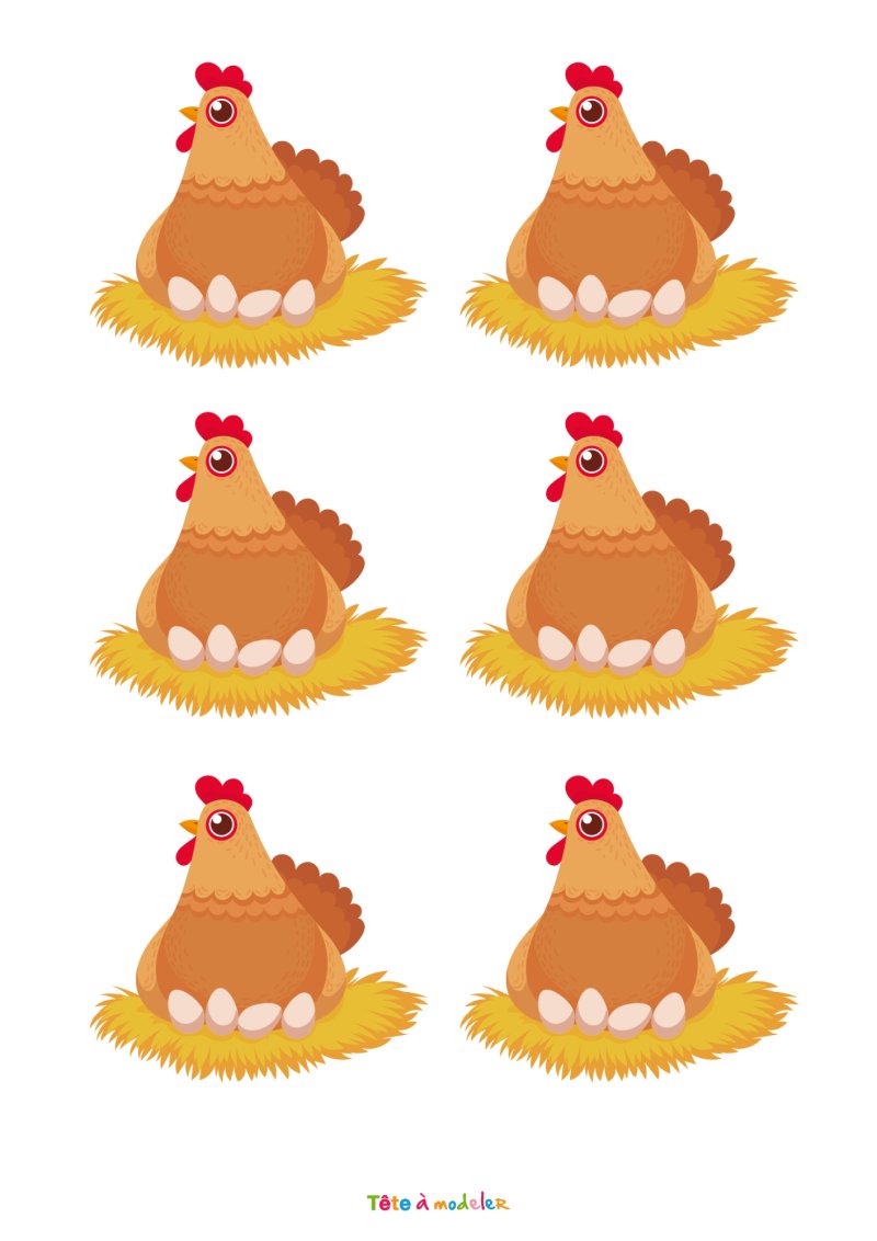 Image Pâques à imprimer : Poule sur son nid