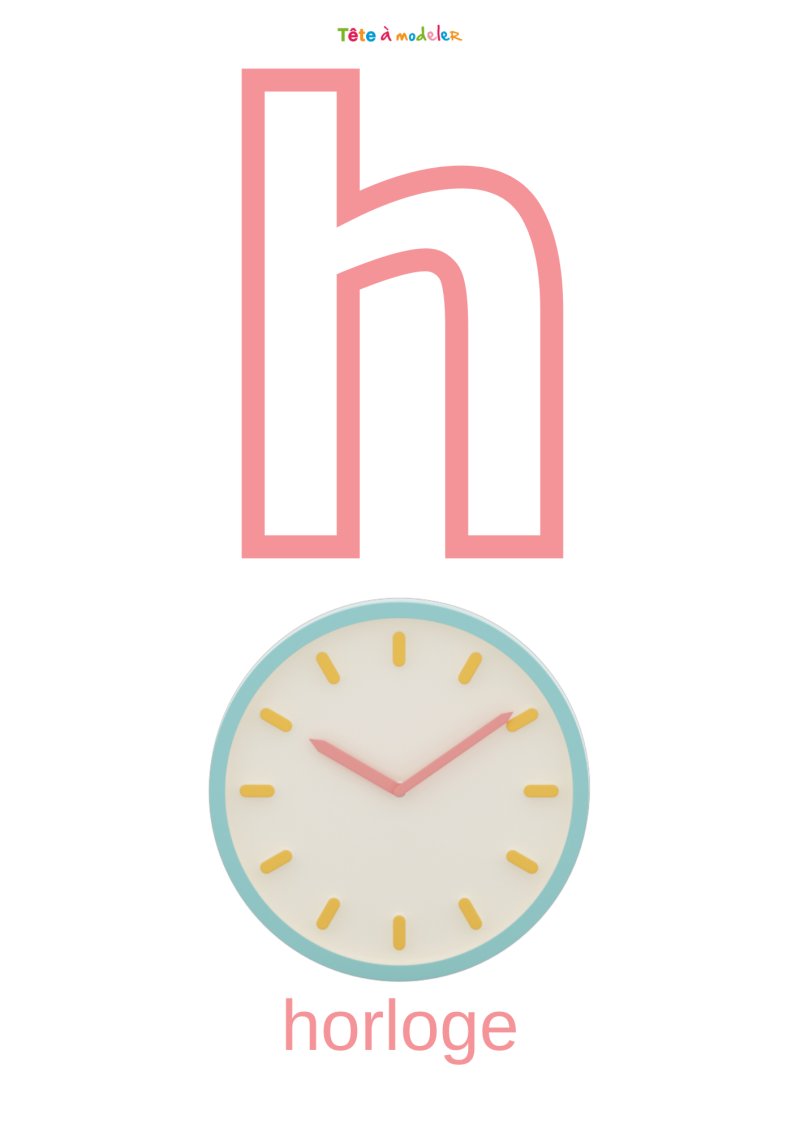 Imprimer la planche imagier minuscule "h"