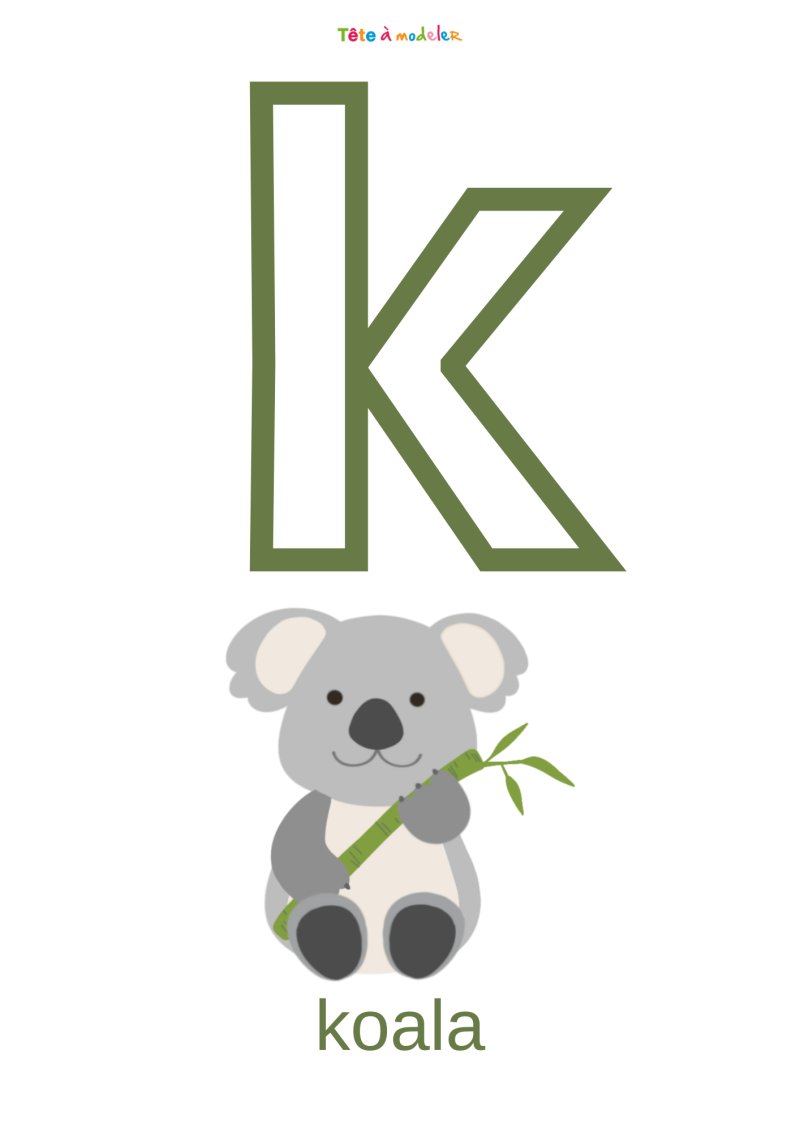 Imprimer la planche imagier minuscule "k"