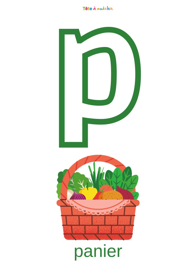 Imprimer la planche imagier minuscule "p"